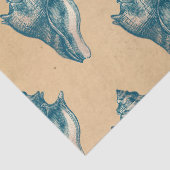 Blue Seashells auf Tan Decoupage Seidenpapier (Detail)