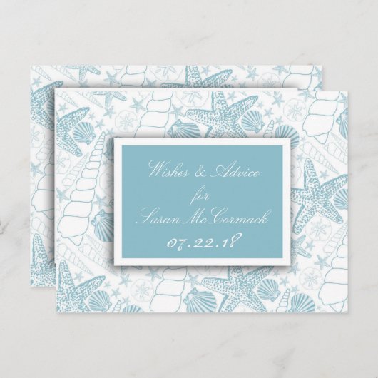 Blue Seashells Baby Duschberatung und Wunschkarten Hinweiskarte (Vorne/Hinten)