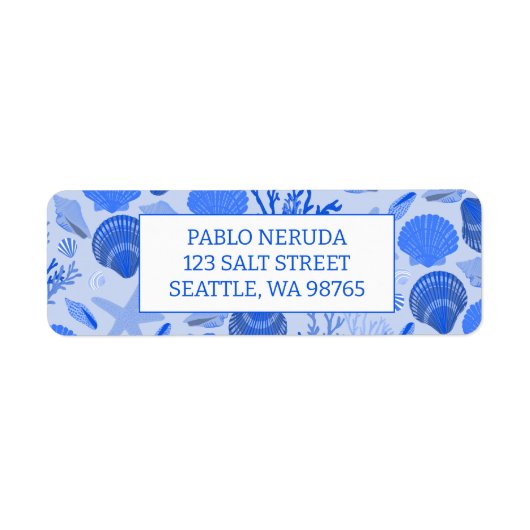 Blue Seashells Beach CUSTOM Rücksendeadresse Mail (Vorne)