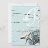 Blue Seashells Beach Hochzeit Probe Dinner Einladung (Rückseite)