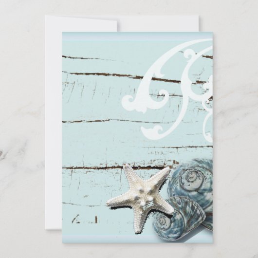 Blue Seashells Beach Hochzeit Probe Dinner Einladung (Rückseite)