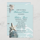 Blue Seashells Beach Hochzeit Probe Dinner Einladung (Vorne/Hinten)