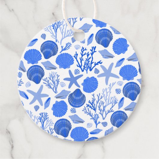 Blue Seashells Beach Niedlich Custom Geschenkanhänger (Vorderseite)