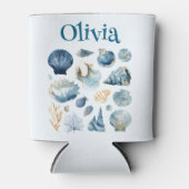 Blue Seashells Can Cooler | Custom Name Dosenkühler (Vorderseite)