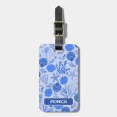 Blue Seashells Coral CUSTOMIZED Beach Urlaub Gepäckanhänger (Vorderseite vertikal)