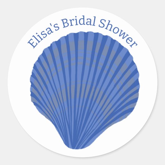 Blue Seashells CUSTOM Bridal SHower Runder Aufkleber (Vorderseite)