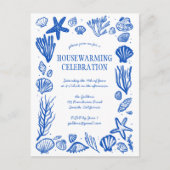 Blue Seashells Custom HoUSEWARMING PARTEI Einladun Postkarte (Vorderseite)