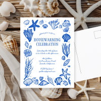 Blue Seashells Custom HoUSEWARMING PARTEI Einladun
