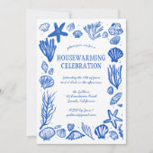 Blue Seashells Custom HOUSEWARMING PARTY Einladung (Vorderseite)