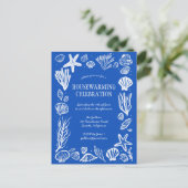 Blue Seashells Custom HOUSEWARMING PARTY Postkarte (Stehend Vorderseite)