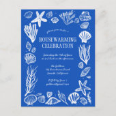 Blue Seashells Custom HOUSEWARMING PARTY Postkarte (Vorderseite)