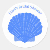 Blue Seashells CUSTOM Mailing-Rücksendeadresse Runder Aufkleber (Vorderseite)