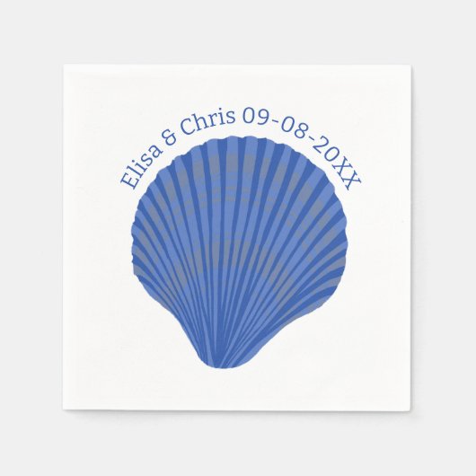 Blue Seashells CUSTOM Wedding Verlobung Serviette (Vorderseite)
