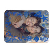 Blue Seashells Frame Custom Foto Magnet (Horizontal)