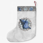Blue Seashells Jewel Silver Bokeh & Imitats Glitze Kleiner Weihnachtsstrumpf (Rückseite)