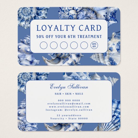 Blue Seashells Loyalkarte (Vorne & Hinten)