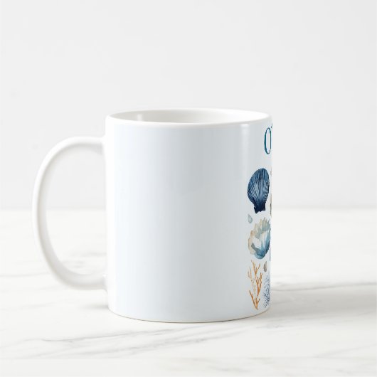Blue Seashells Mug | Custom Name Kaffeetasse (Links)