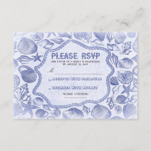 Blue Seashells nautische Beach Hochzeit RSVP Karte