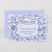 Blue Seashells nautische Beach Hochzeit RSVP Karte (Vorne/Hinten)