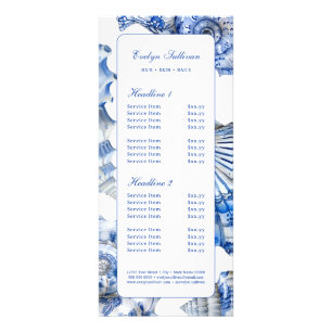 Blue seashells Price List Rack Card Werbekarte