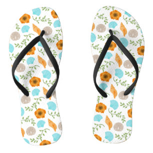 Blue Seashells Sea Snail Orange Blume Badesandalen