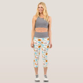 Blue Seashells Sea Snail Orange Blume Capri Leggings (Vorderseite)