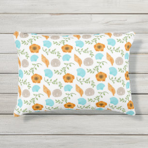 Blue Seashells Sea Snail Orange Blume Kissen Für Draußen
