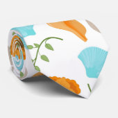 Blue Seashells Sea Snail Orange Blume Krawatte (Gerollt)