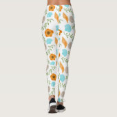 Blue Seashells Sea Snail Orange Flower Leggings (Rückseite)