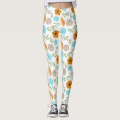 Blue Seashells Sea Snail Orange Flower Leggings (Vorderseite)