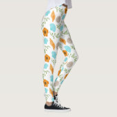 Blue Seashells Sea Snail Orange Flower Leggings (Rechts)