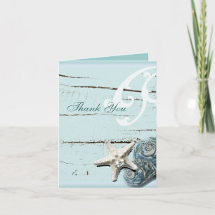 BLue Seashells Strandhochzeit Danke