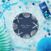 Blue Seashells Summer Beach Wedding Pappteller (Party)