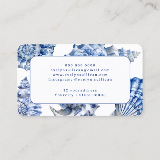 Blue Seashells Visitenkarte (Rückseite)