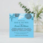 Blue Seashells Wedding Bridal Dusche Einladung (Stehend Vorderseite)
