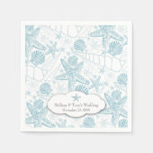 Blue Seashells Wedding oder Baby Shower Servietten (Vorderseite)