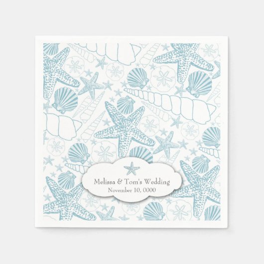 Blue Seashells Wedding oder Baby Shower Servietten (Vorderseite)