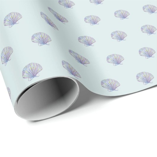 Blue Seashells Wrapping Paper Geschenkpapier (Rolleneckpunkt)