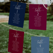 Blue Seating Plan Cards mit Gast-Namen