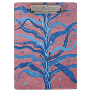 Blue Seaweed Rose Taupe Unterwasser Absract Blume Klemmbrett