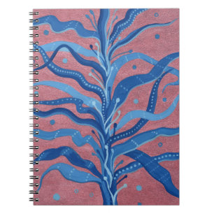 Blue Seaweed Rose Taupe Unterwasser Absract Blume Notizblock