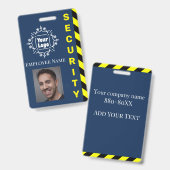 Blue Security Guard Mitarbeiter ID Vorsicht Gelb Ausweis (Vorder- & Rückseite)