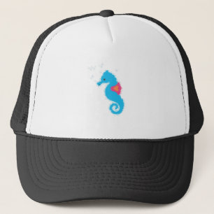 Blue Seepferd Cartoon Truckerkappe