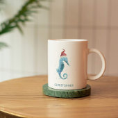 Blue Seepferd Nautical Named Christmas Kaffeetasse