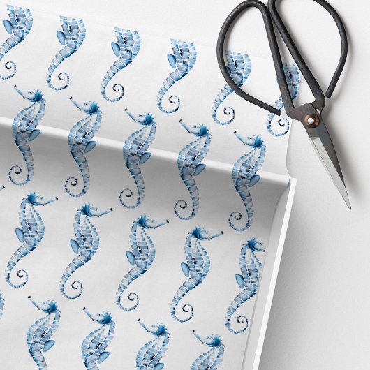 Blue Seepferd Ocean Theme Seidenpapier