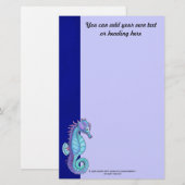 Blue Seepferd Stationery Briefpapier (Vorne/Hinten)