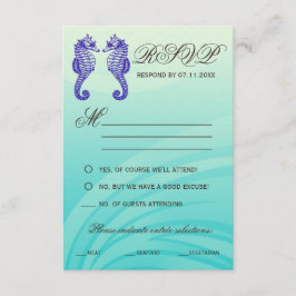 Blue Seepferd Wedding RSVP Cards Karte
