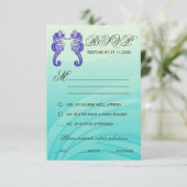 Blue Seepferd Wedding RSVP Cards Karte (Stehend Vorderseite)