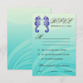Blue Seepferd Wedding RSVP Cards Karte (Vorne/Hinten)