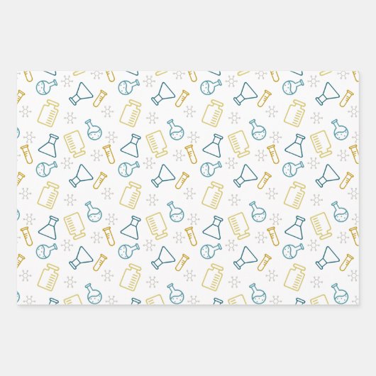 Blue Senard Science Atoms Molecules Laboratory Geschenkpapier Set (Vorderseite 3)